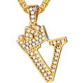 Miniatyrbillede 1 af 9: Krone Initial A-Z Halskæde, Iced Out Bogstav Vedhæng med 22-24 Tommer Kæde, Mænd Kvinder Bling Hip Hop Alfabet Navn Smykker Gave Store Initialer Halskæder V 18K Gold