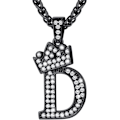 Miniatyrbillede 1 af 4: Krone Initial A-Z Halskæde, Iced Out Bogstav Vedhæng med 22-24 Tommer Kæde, Mænd Kvinder Bling Hip Hop Alfabet Navn Smykker Gave Store Initialer Halskæder D Black