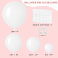 Miniatyrbillede 2 af 7: 129 stk. hvide balloner i forskellige størrelser 18 12 10 5 tommer til guirlandebue, latexballoner til fødselsdagsfest, bryllupsdag, babyshower White