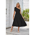 Miniatyrbillede 3 af 4: ulder Ærmeløs Ruffle Hem Flowy Boho Maxi Kjoler(Sort L)