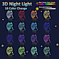 Miniatyrbillede 3 af 8: Fodboldspiller 3D Natlys, Attivolife Rugby Illusion LED Lampe med Fjernbetjening & Berøringskontrol