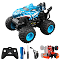 Pikkukuva 2 / 7: Kauko-ohjattava auto, 2,4 GHz:n kauko-ohjattava monster truck, RC-autot 2 akkua 60 minuuttia+, RC-temppuauton lelut valolla ja äänellä, sisä- ja ulkokäyttöön lapsille ja aikuisille Blue
