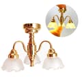 1:12 Dukkehus Miniature LED Guld Loftslampe Lysekrone