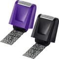 2 Identity Theft Protection Stamps, Identity Protection Roller Stamp, Large Security Roller Stamp (Black and Purple, Medium)