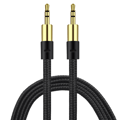 Guldpläterad AUX-kabel (3,5 mm) Slitstark kabel - SVART