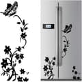 2 Pcs Black Floral Wall Decals PVC Refrigerator Butterfly Removable