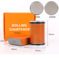 Rolling Knife Sharpener Set with Beech Wood Handle, Tungsten Steel Roller, 46 um Diamond Grit, Magnetic Angle Support and Ceramic or Stainless Honing Plate