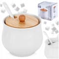 Sugar bowl - Vilde - White ceramic - 250 ml - Bamboo lid - Minimalist design