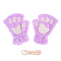 Miniatyrbillede 1 af 5: e Kattepote fingerløse handsker Varm blød plys fingerløs handske Purple