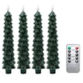 Miniatyrbilde 1 av 6: 4 stk. Flammeløse 9,5\" Koniske Lys, Voks Batteridrevet, 6-Timers Timer, 3D Flimmer, Juletrær/Peisdekor