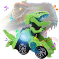 Pikkukuva 3 / 5: Transformers-lelut 3–6-vuotiaille pojille, dinosauruksen lelut LED-valoilla ja musiikilla, dinosauruksen autolahjat 4, 5, 6, 7-vuotiaille (vihreä)