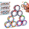 Miniatyrbilde 3 av 7: 3 stk. fingertupp magnetiske ringer fargerike stressreduserende fidget leker sett for voksne magnet spinner anti-stress lindre angst leker for gutter Luminous Pink