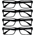 Miniatyrbilde 1 av 5: Company Black Lesebriller 4-pakks Designer Stil Menn Kvinner RRRR92-1 +1,50 Bl Bl Black +1.50 Magnification (Pack of 4)