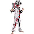 Miniatyrbild 4 av 5: Pojkens Blodiga Mördarclowndräkt, Skräckig Slasher-Clowndräkt för Halloween-Fester, Läskig Temafest, Mördarclown-Rollspel Large ( 10-12 yrs)