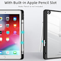 Miniatyrbild 3 av 3: Wenlaty Kompatibel med iPad 9:e/8:e/7:e generationens fodral (2021/2020/2019), genomskinligt fodral designat för iPad 10,2 tum, automatisk sömn/väckning Svart