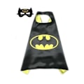 Miniatyrbillede 2 af 5: Superhelt Cosplay Kappe + Øjenmaske til Børn Halloween Kostume Gul Batman Yellow Batman Yellow Batman Cloak + eye mask