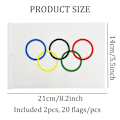 Miniatyrbilde 2 av 5: Olympisk flagg, 14*21cm dekorasjon for de olympiske leker, baråpning, dekorasjon for internasjonale arrangementer, 10 meter, 20 flagg (2 stk)
