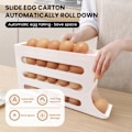 Miniatyrbilde 2 av 5: 4-etasjes eggestativ for kjøleskap, automatisk rullende kjøleskapsarrangør, 30 eggdispenser kjøleskap, plassbesparende eggdispenserholder White