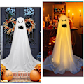 Miniatyrbillede 4 af 5: Udendørs Spøgelsesdekorationer, Spøgelsesdekorationer Udendørs - Store Halloween Havedekorationer Spøgelse, Hvidt Stof Spøgelse Veranda Prydnad til Hjemmet med LED E