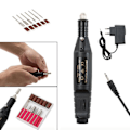 Miniatyrbillede 1 af 5: Elfil, elektrisk neglefil, 6 stk. bits inkluderet Black Svart