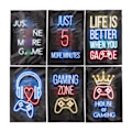 Miniatyrbilde 3 av 5: 6 stk Neon Gaming-plakater 20x30 cm Fargerike spillrom Canvas veggdekor for gutteværelse