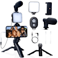 Miniatyrbilde 1 av 5: Vlogging-sett for iPhone og Android med stativ, 36 LED-lys, mini-mikrofon