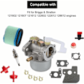 Miniatyrbilde 5 av 5: Forgasser for Briggs & Stratton motorer 698055 690152 694203 121602 121607 121612, med 697029 690610 luftfilterpakninger drivstoffilter