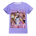 Miniatyrbillede 1 af 3: Barn Taylor Swift T-shirt Print Kortærmet T-shirt Toppar Swiftie Fans Koncertgaver Lilla Purple Purple 140cm