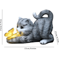 Miniatyrbilde 3 av 5: Solcellelamper Utomhus Hagedekorasjoner Solcelle Katt Hagedekor Resin Katt Statue LED-lys Solcellelampe for Hagedekor Grå