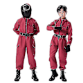 Miniatyrbild 1 av 2: Barn Squid Game Kostym Cosplay Jumpsuit + Squid Game Mask Halloween Outfit Presenter Fest 130 130 130 triangle