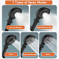 Miniatyrbilde 2 av 5: Dusjhode med filter, høytrykks spare-dusjhode, stoppknapp, 5 justerbare spraymoduser {HONGDE}