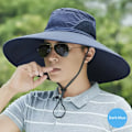 Miniatyrbillede 5 af 5: Sommer 15CM Solhat med stor skygge Mænd Kvinder Åndbar fiskehatte Sol UV-beskyttelse Mesh Fiskerhat Vandring udendørs cap Dark gray