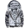 Miniatyrbilde 1 av 7: Hettegenser for menn Varm Fleecefôret Sweatshirt Jakke Vinter Trening Fleece Hettegenser Full Zip Varm Tykk Jakke Lys Grå Light Gray L
