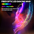 Miniatyrbilde 5 av 5: Fiberoptisk piska, dansflyt-pixelpisk superlysende lysende rave-leketøy 40 fargeeffektmodus 360° roterbar for dans, fest, lysshow, EDM-musikk