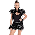 Miniatyrbillede 4 af 5: Kvinders gotiske sorte hanefjer Bolero Wrap Kostume