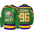 Miniatyrbilde 1 av 4: Menn Mighty Ducks 96 Charlie Conway 99 Adam Banks 33 Greg Goldberg Film Hockey Drakter Grønn 96 M