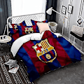 Miniatyrbild 1 av 3: FC Barcelona Fotbollslag Täcke Överdrag Polyester Barn Sängkläder Quilt Överdrag och Kuddfodral 90 Trådsräkning Bomull 135x200 cm