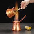 Miniatyrbilde 3 av 5: Solid Hammered Copper Tyrkisk Gresk Arabisk Kaffe Potte Komfyr Kaffemaker Cezve Ibrik Briki med Håndtak