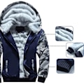 Miniatyrbilde 3 av 7: Hettegenser for menn Varm Fleecefôret Sweatshirt Jakke Vinter Trening Fleece Hettegenser Full Zip Varm Tykk Jakke Lys Grå Light Gray XL
