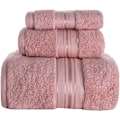 Miniatyrbild 1 av 5: Lyxiga badhanddukar set 3-pack, handduksset 100% bomull - rosa