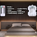Miniatyrbild 4 av 5: 3 m batteridrivna LED-lampor med fjärrkontroll, 90 LED-lampor vattentäta, 8 lägen, dimbara, timer, självhäftande, skärbara (varmvit)