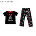 Pikkukuva 1 / 5: Joulupyjamat Matchivat Perhepyjamat Vanhemmat-Lapsi Setti Lyhythihainen T-paita Housut Lumihirvi Painettu Yöasu Kids 4-5Y