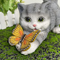 Miniatyrbild 4 av 5: Solcellslampor Utomhus Trädgårdsdekorationer Solcells Katt Trädgårdsdekoration Harts Katt Staty LED-ljus Solcellslampa för Trädgårdsdekoration Grå