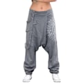 Miniatyrbillede 1 af 5: Fianao Dam Låg Midja Drop Crotch Retro Print Saggy Baggy Byxor Lös Harem Byxor-WELLNGS Grå Grey S
