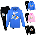 Miniatyrbild 2 av 5: Barn Bluey Hoodies Pojkar Träningsoverall Sporttröja Casual Flickor Pullover Hoodie Tröja Sportkläder för Tonåringar Tryckt Hoodie Söt Pullover Svart Black 160cm