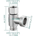 Miniatyrbillede 3 af 5: 3-vejs 3/8\" og 1/2\" 3-vejs adapter T-stykke rustfrit stål 3/8\" vandrør T-stik børstet nikkel