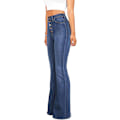 Miniatyrbild 3 av 5: Damjeans Hög Midja Vida Ben Denim Jeans Tonårsflickor Utsvängda Jeans Stretch Hip Jeans Bootcut Boyfriend Jeans Baggy Jeans Casual Byxor (L)