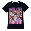 Miniatyrbillede 1 af 4: Barn Taylor Swift T-shirt Print Kortærmet T-shirt Toppar Swiftie Fans Koncertgaver Sort Black Black 150cm