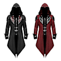 Miniatyrbild 1 av 2: 2023 Ny medeltida Assassin Game Assassins Creed Cosplay kostym Edward Streetwear Huvjacka Ytterkläder Halloween festkläder Svart Black M