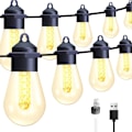 Pikkukuva 1 / 5: 15 m aurinkokennovalot ulkokäyttöön - E12-lamput - IP44 vedenpitävä - Ulkokäyttöön, puutarhaan, patiolle, puuhun, juhlakoristeluun - 2200K - Lämmin valkoinen-XF9-